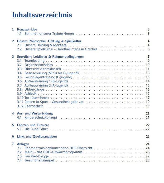 Inhalt Jugendkonzept der TSG Oberursel Handballabteilung